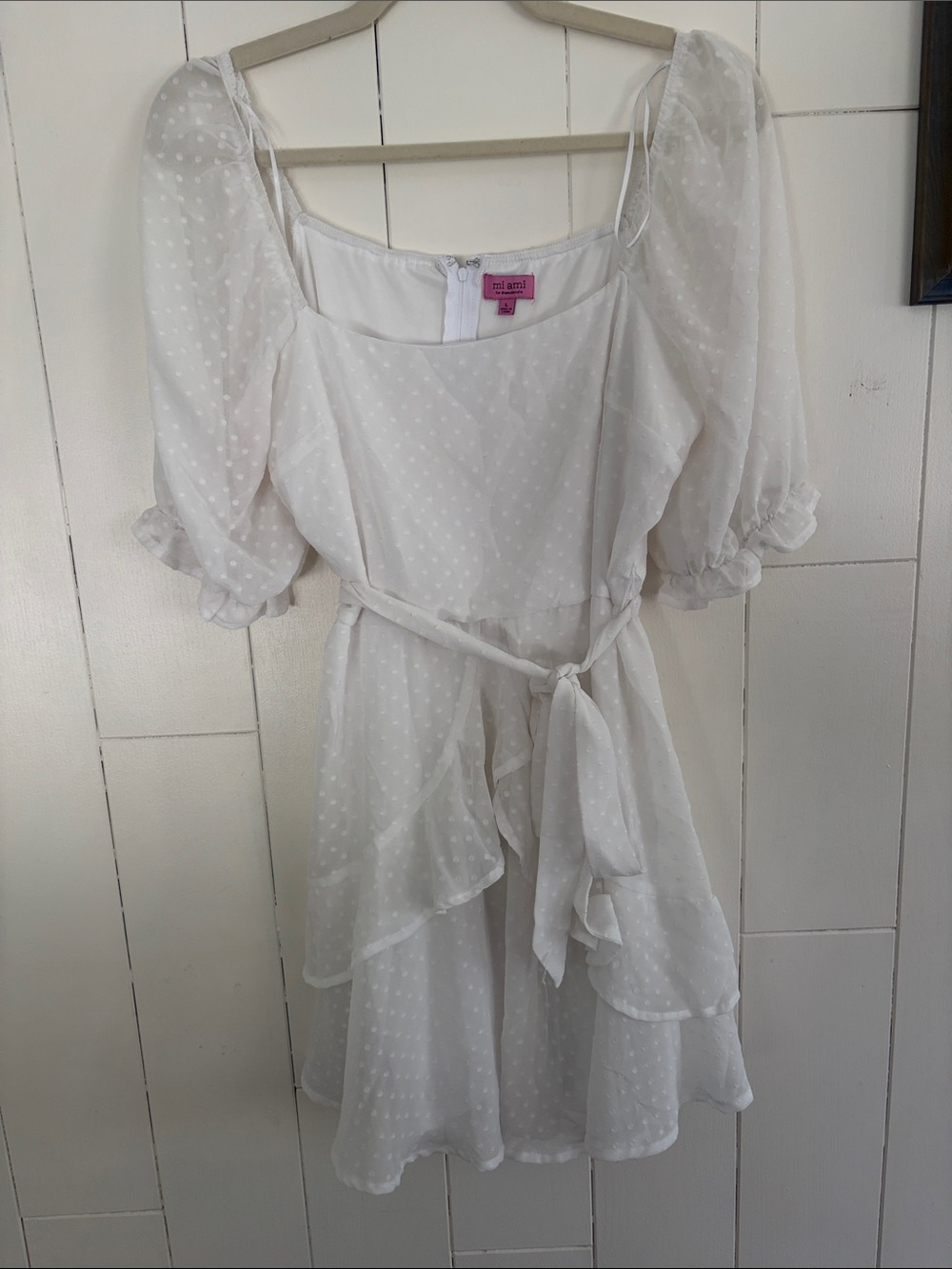 mi ami White Dress with Pink Label